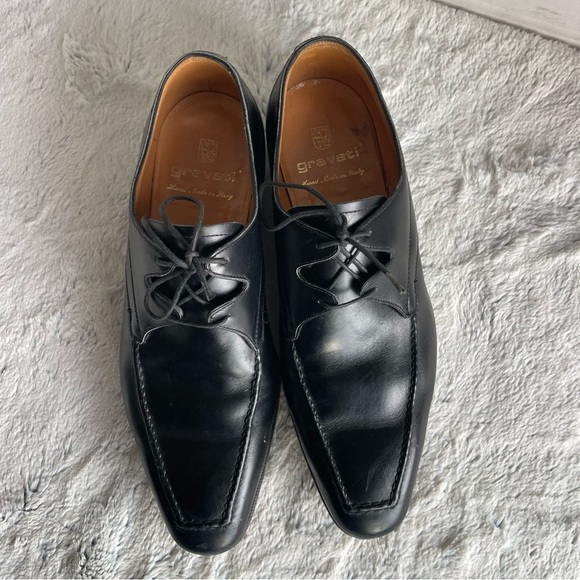 Gravati Shoes Mens 8.5 Black Italian Derby Leather Blucher Luxe ITALY main image 7